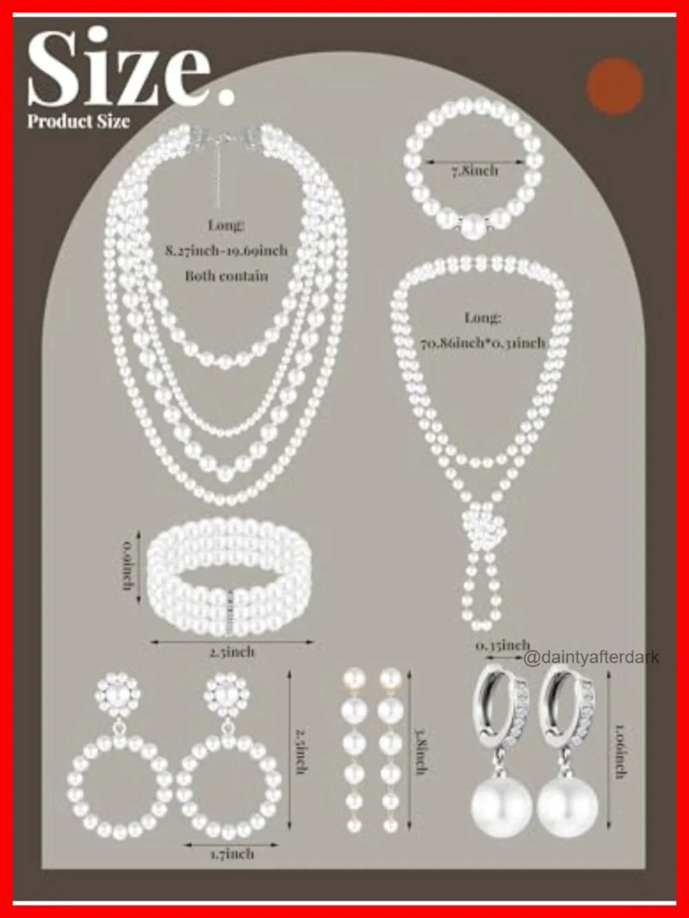 8-Piece Pearl Necklace and Earrings Set for Women Faux Pearl Costume Jewelry Set